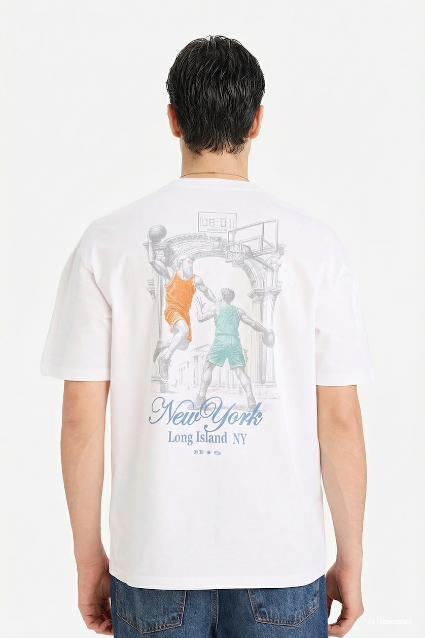 Men White Boxy Fit Short Sleeve T-Shirt