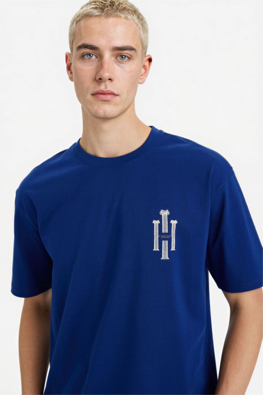 HOMME Bleu Man Short Sleeve T-Shirt
