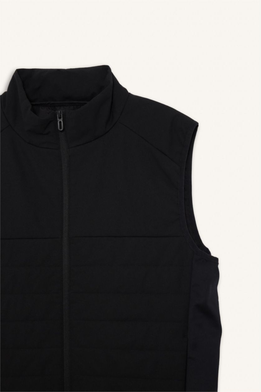 MAN Black Regular Fit Half Turtleneck Waterproof Vest