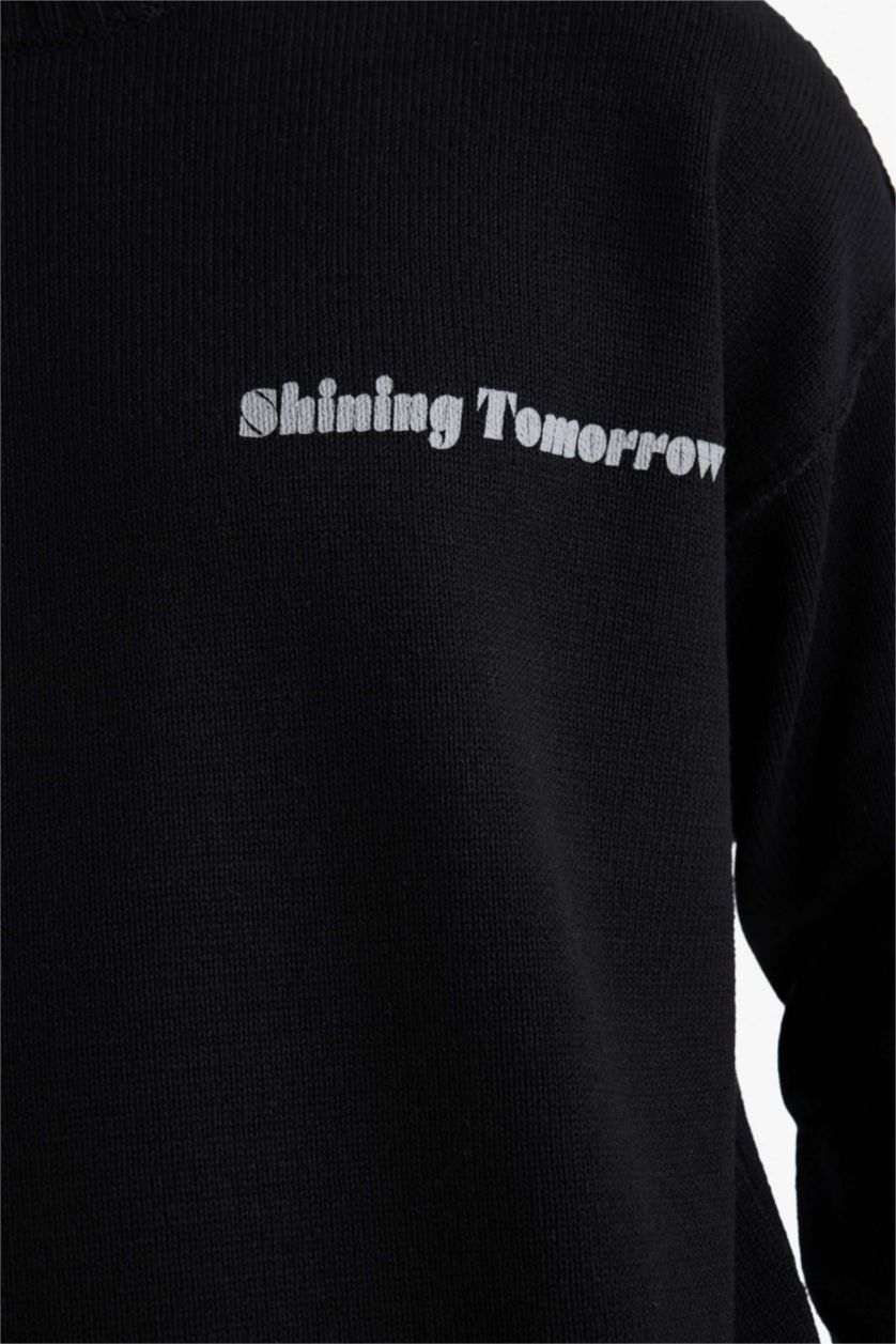 Erkek Siyah Oversize Triko Kazak