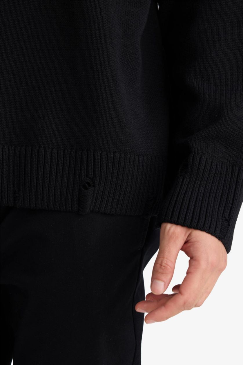 Erkek Siyah Oversize Triko Kazak