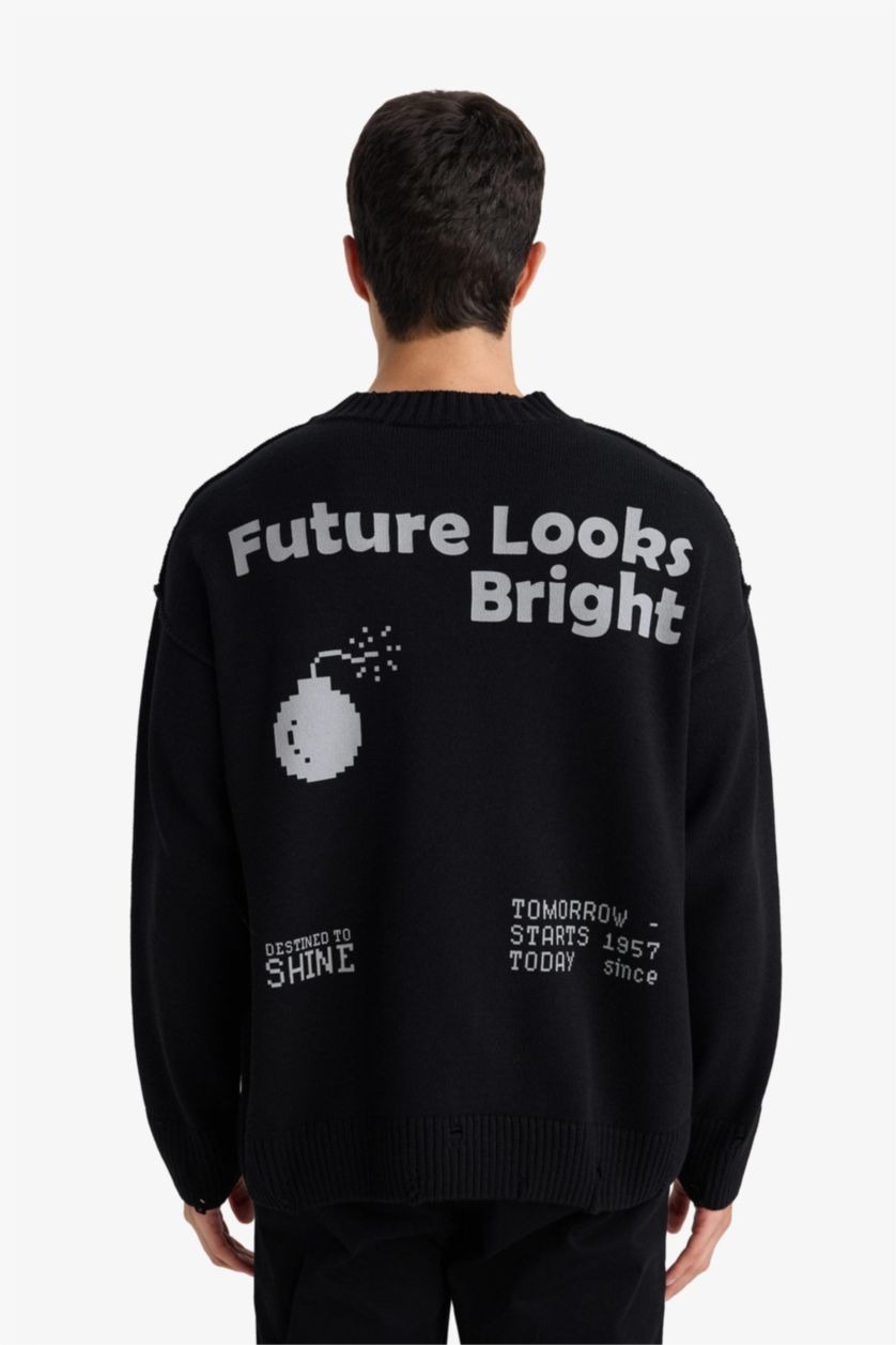 Erkek Siyah Oversize Triko Kazak