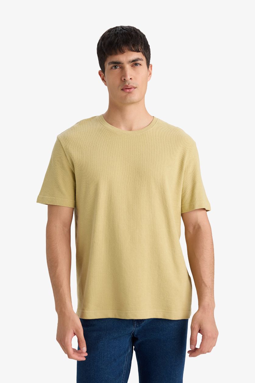 MAN Olive Regular Fit Crew Neck Short Sleeve T-Shirt