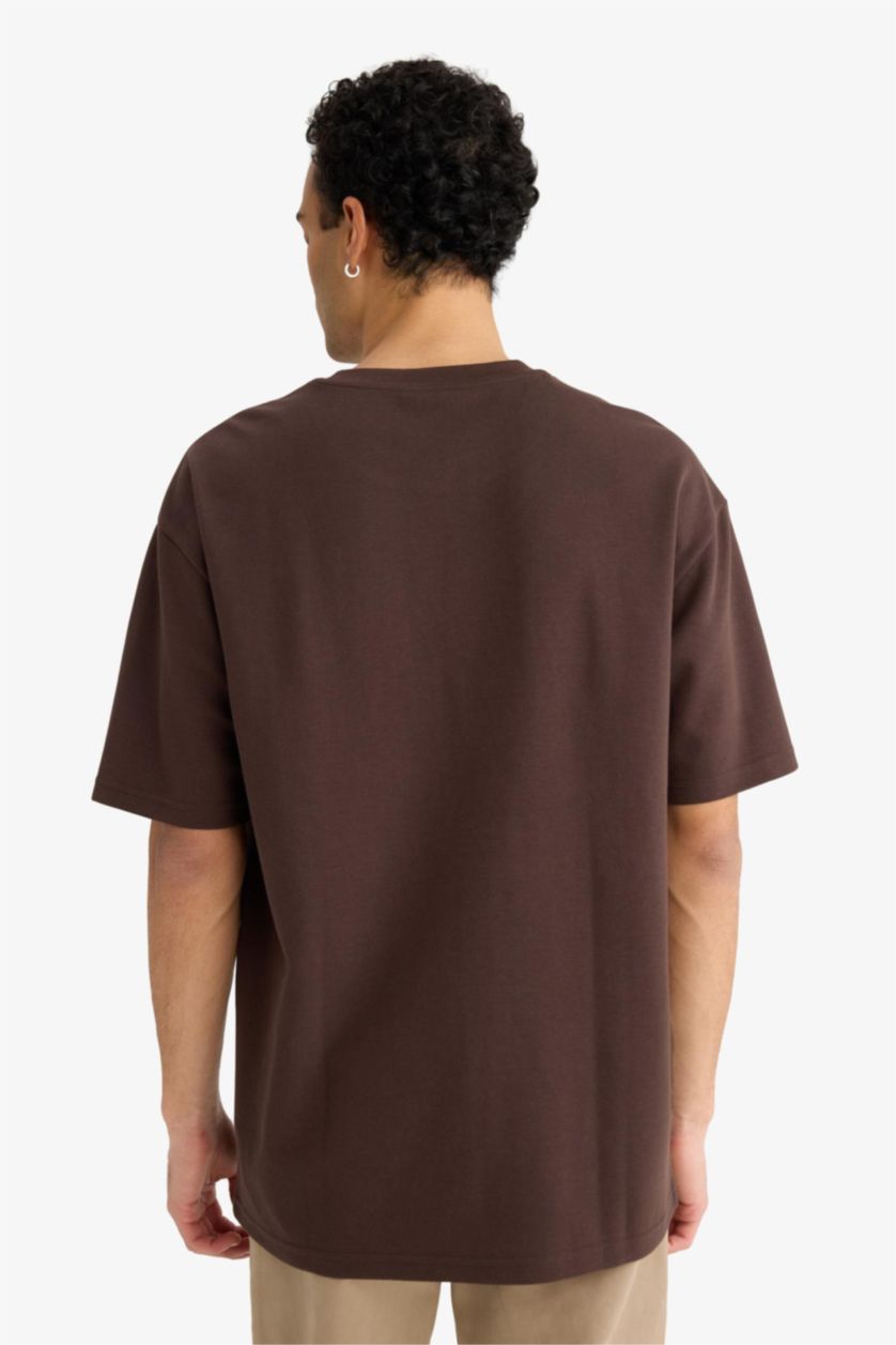 Мужчины Коричневый Дышащая футболка Boxy Fit с принтом