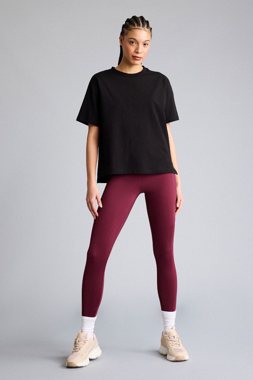 Woman Black Comfort Fit Crew Neck Long Sleeves Sports T-shirt