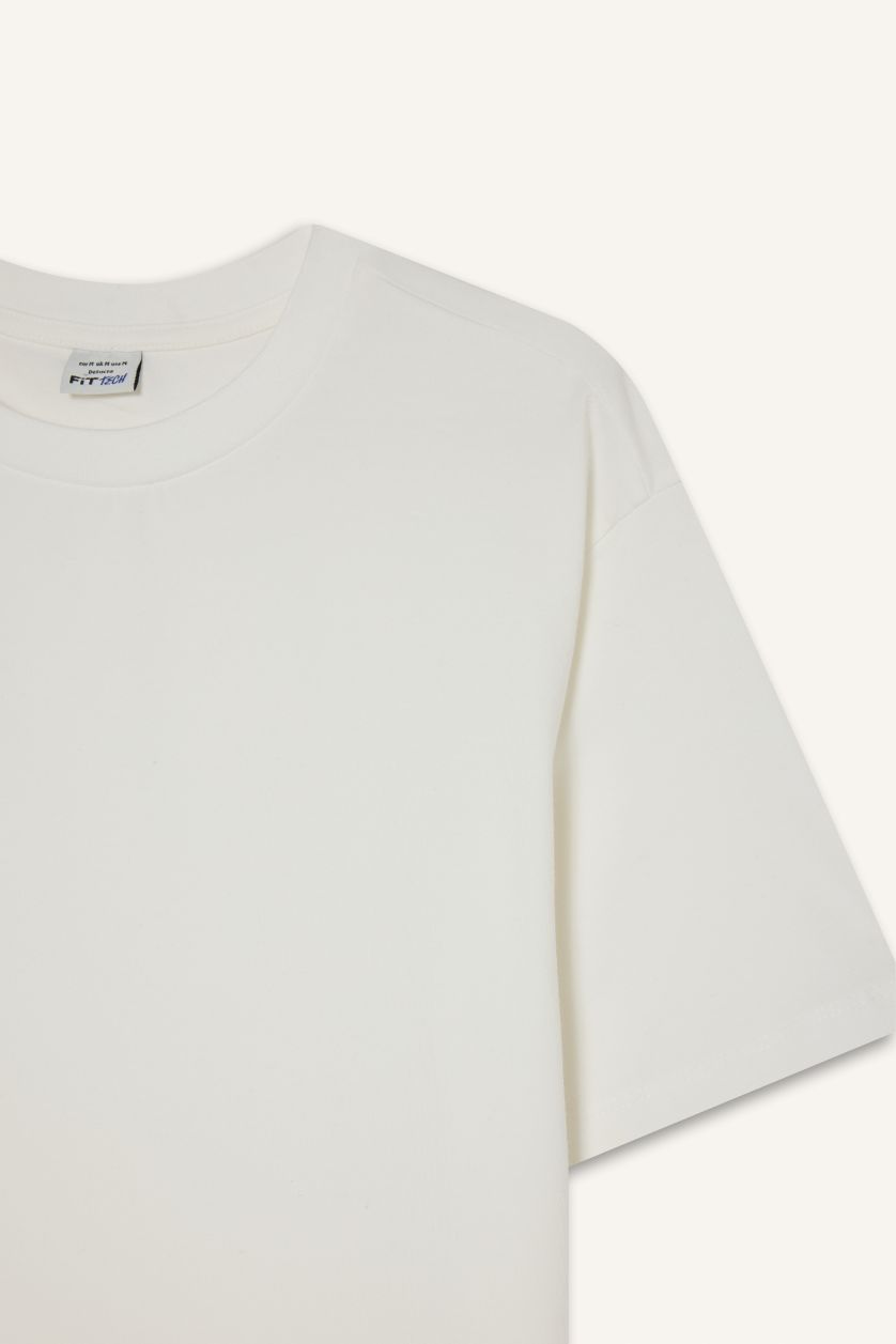 WOMAN Ecru Comfort Fit Crew Neck Sports T-Shirt