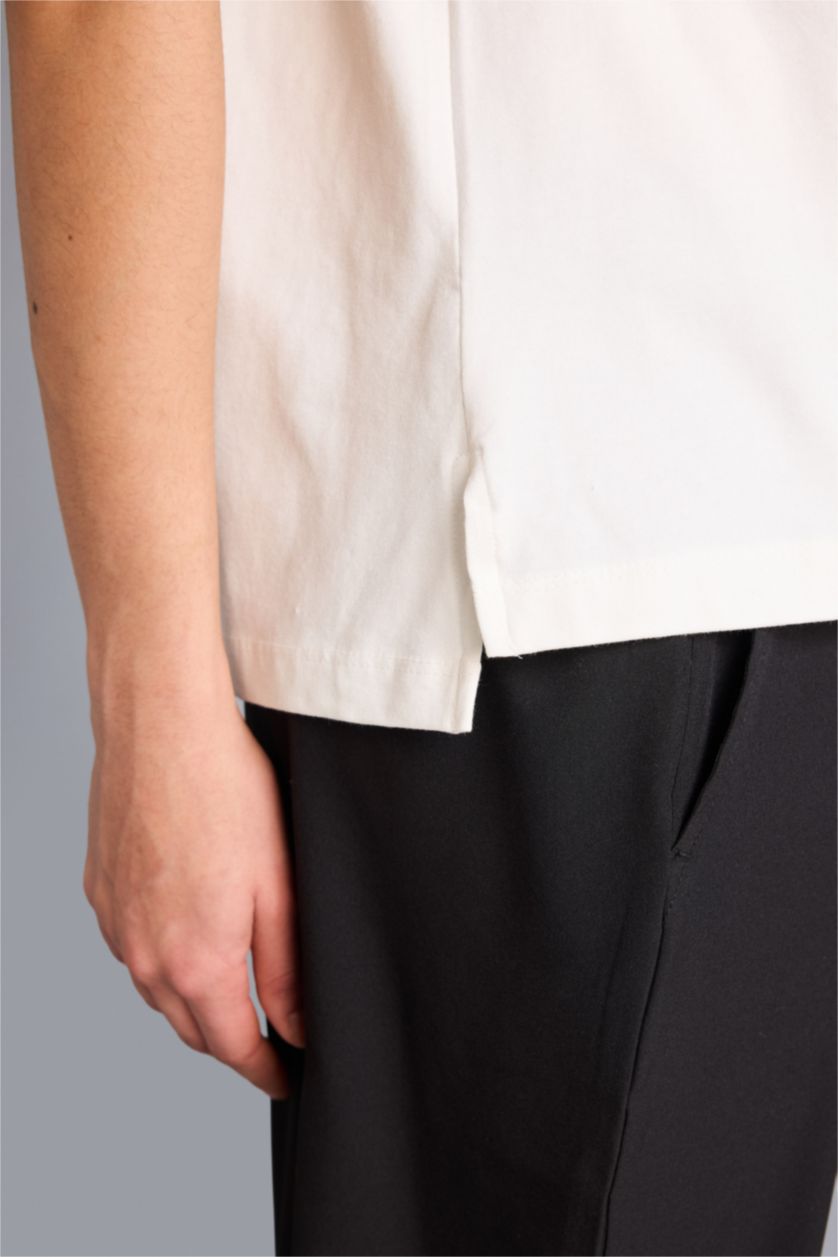 Woman Ecru Comfort Fit Crew Neck Long Sleeves Sports T-shirt