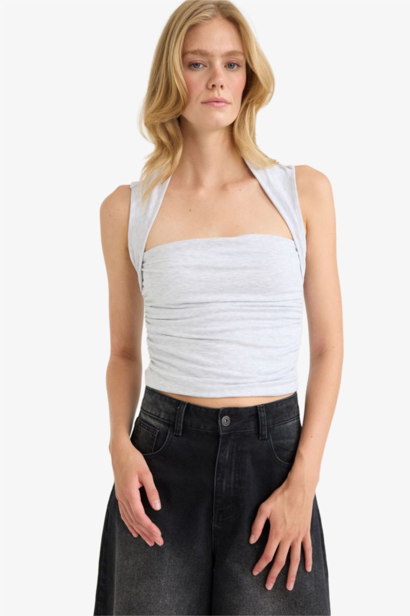 FEMME Gris Débardeur slim à col carré