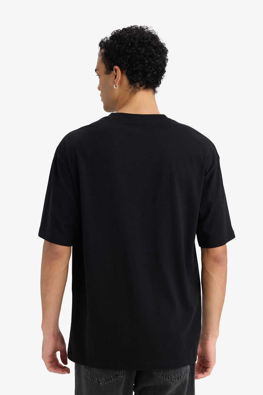 MAN Black 100% Cotton Boxy Fit Printed T-Shirt