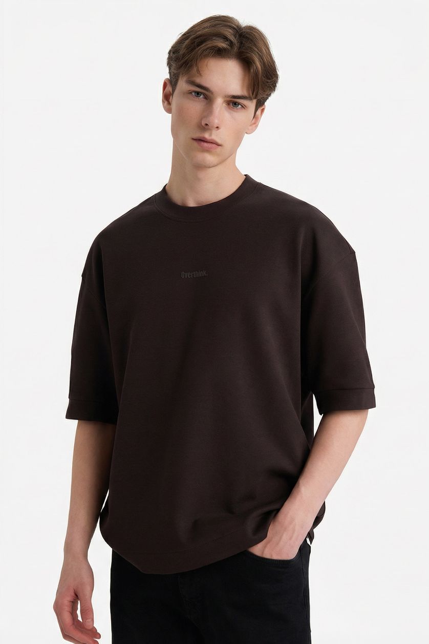 MAN Brown Loose Fit Crew Neck Short Sleeve T-Shirt
