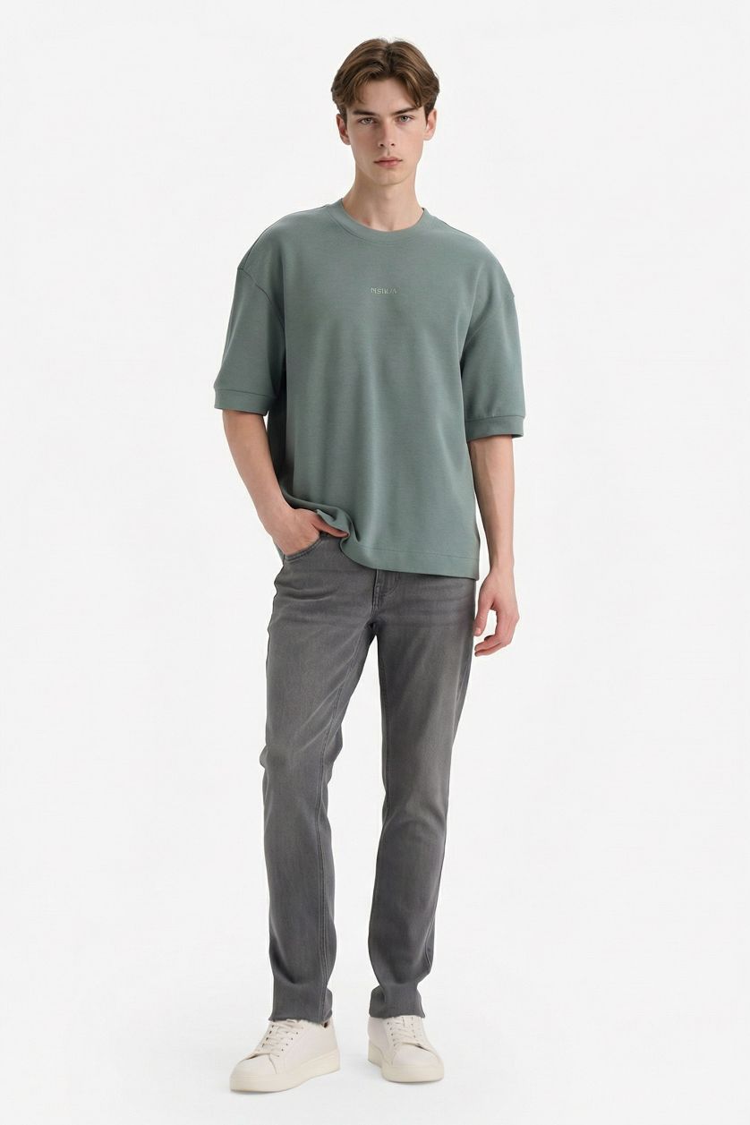 MAN Green Loose Fit Crew Neck Short Sleeve Printed T-Shirt