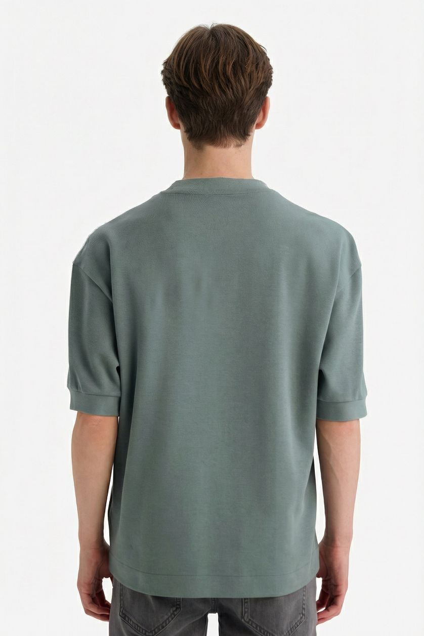 MAN Green Loose Fit Crew Neck Short Sleeve Printed T-Shirt