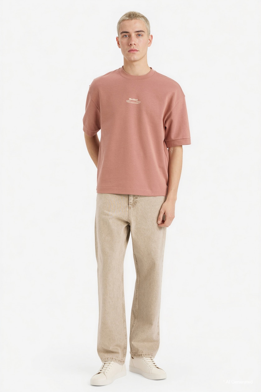Men Rose Breathable Loose Fit Printed T-Shirt