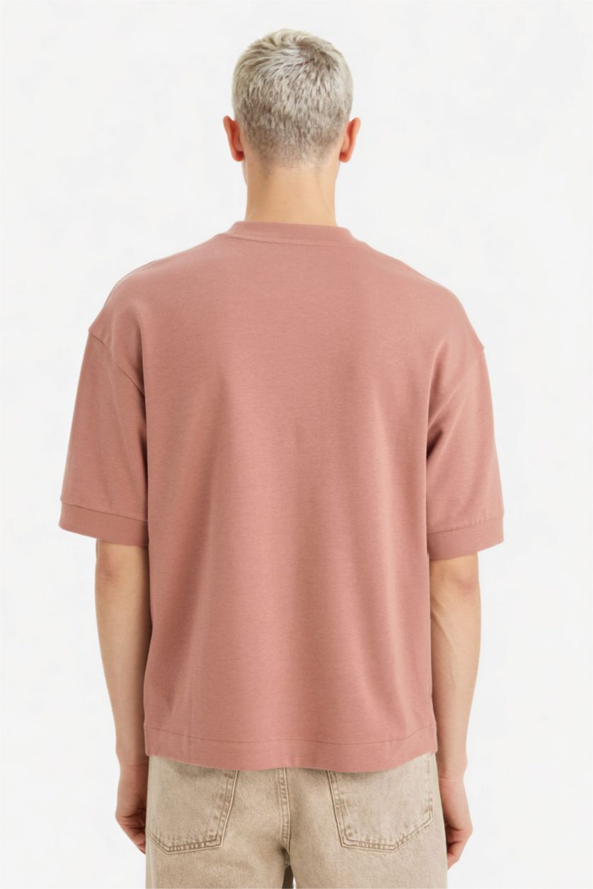 رجالي وردي تيشيرت نص كم قصة فضفاضة قماش يسمح بمرور الهواء