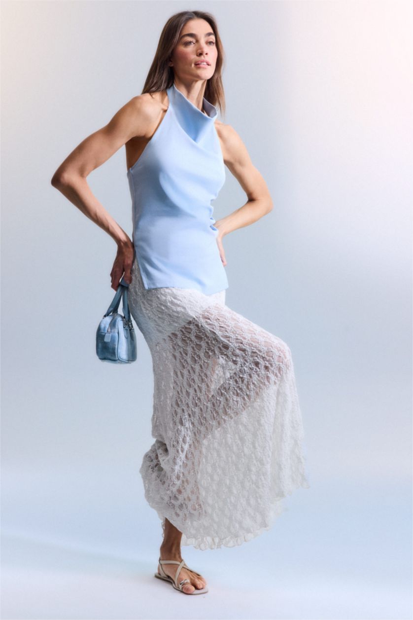 WOMAN Ecru A Cut Maxi