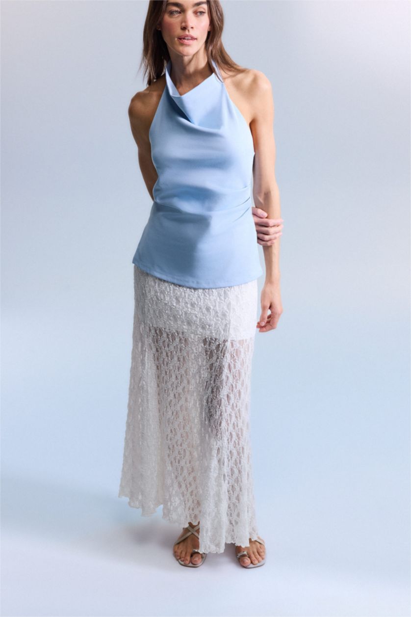 WOMAN Ecru A Cut Maxi