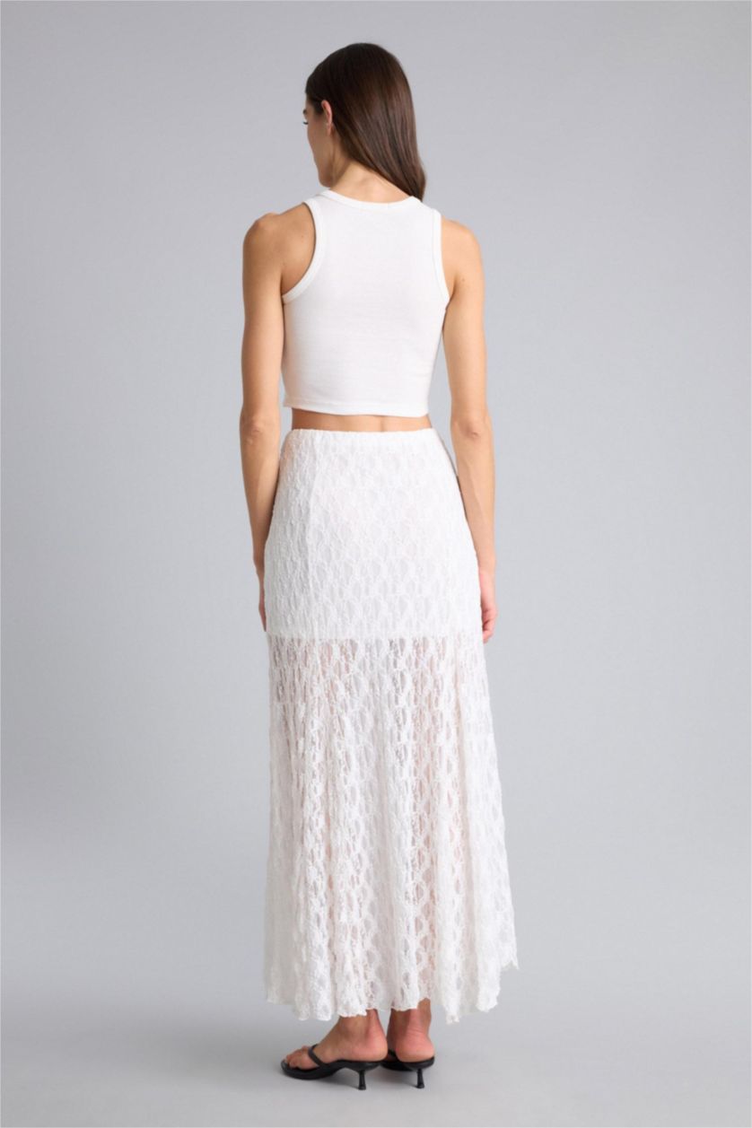 WOMAN Ecru A Cut Maxi
