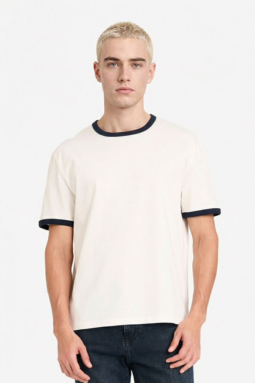 Erkek Ekru %100 Pamuk Tişört