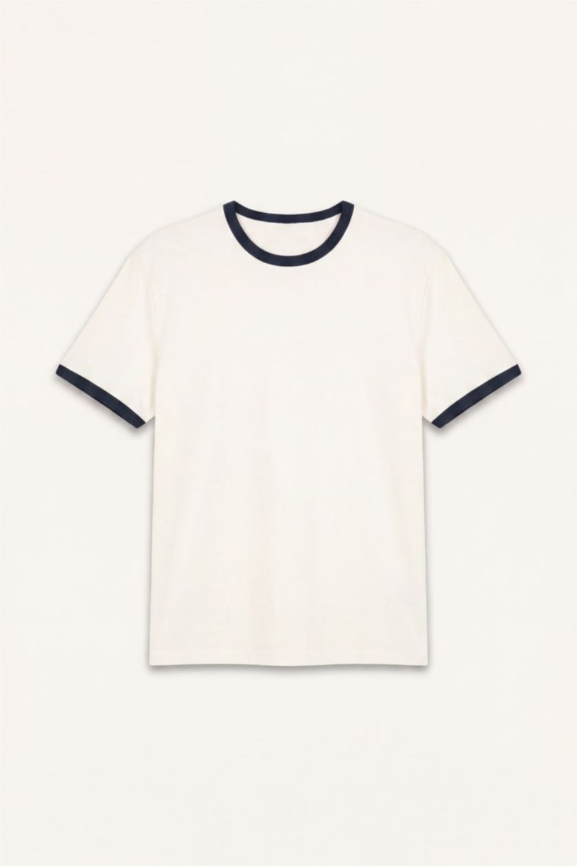 Men Ecru Cotton T-Shirt