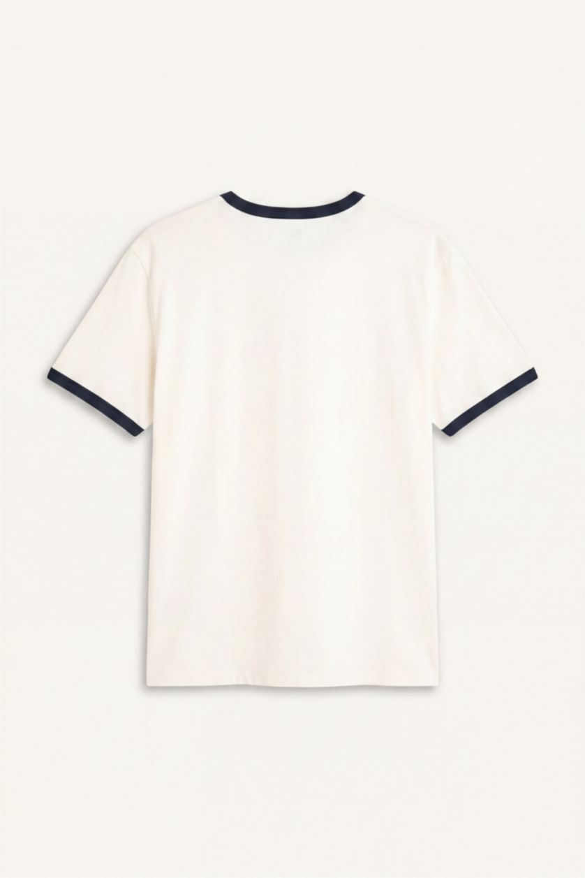 Men Ecru Cotton T-Shirt