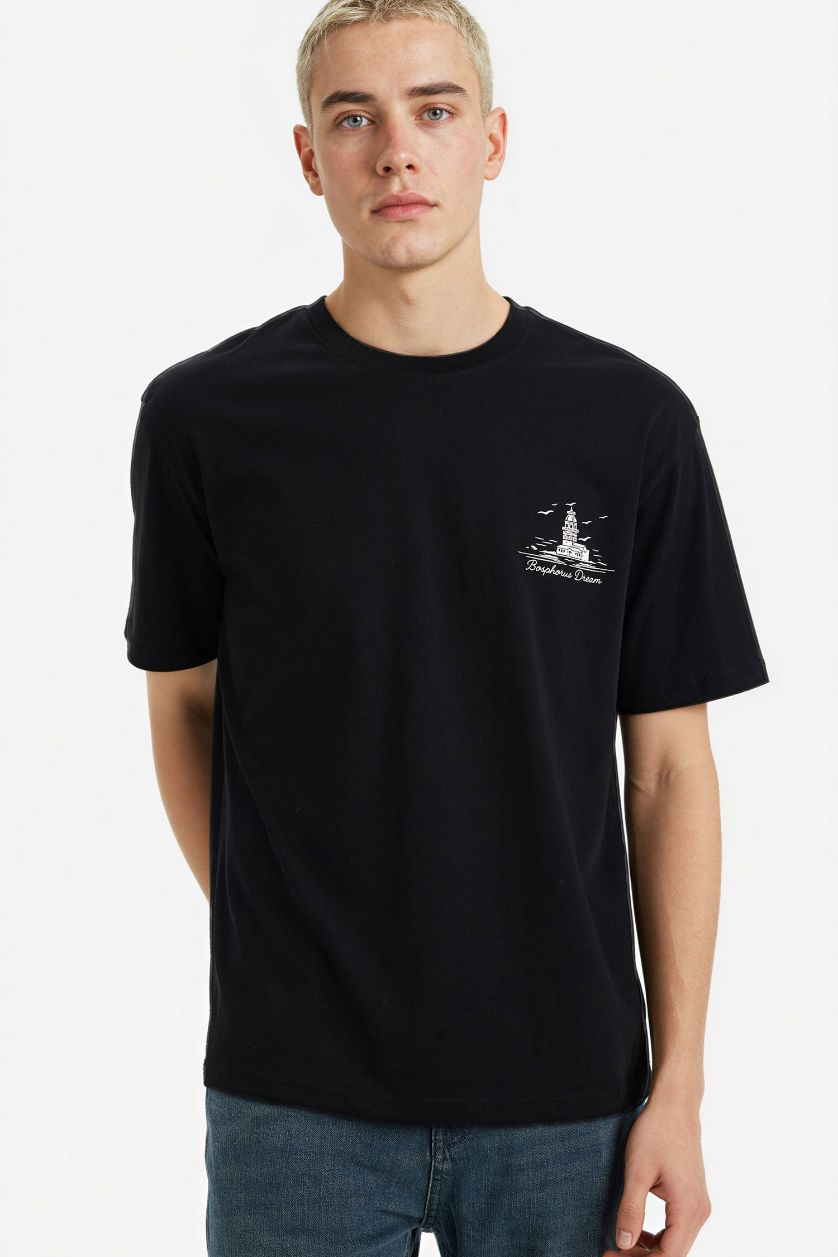 MAN Black Boxy Fit Crew Neck Short Sleeve T-Shirt