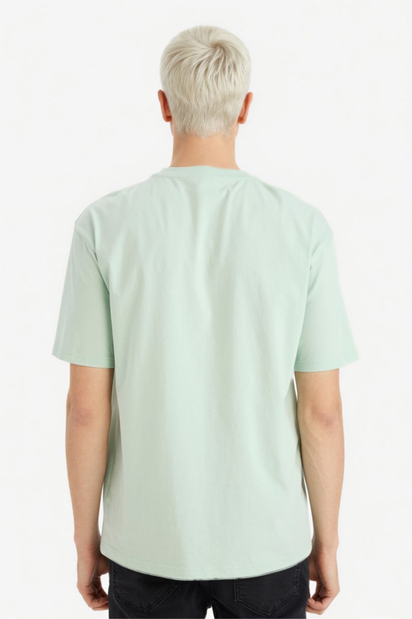 Мужчины Мятный Футболка Boxy Fit с принтом из 100% хлопка