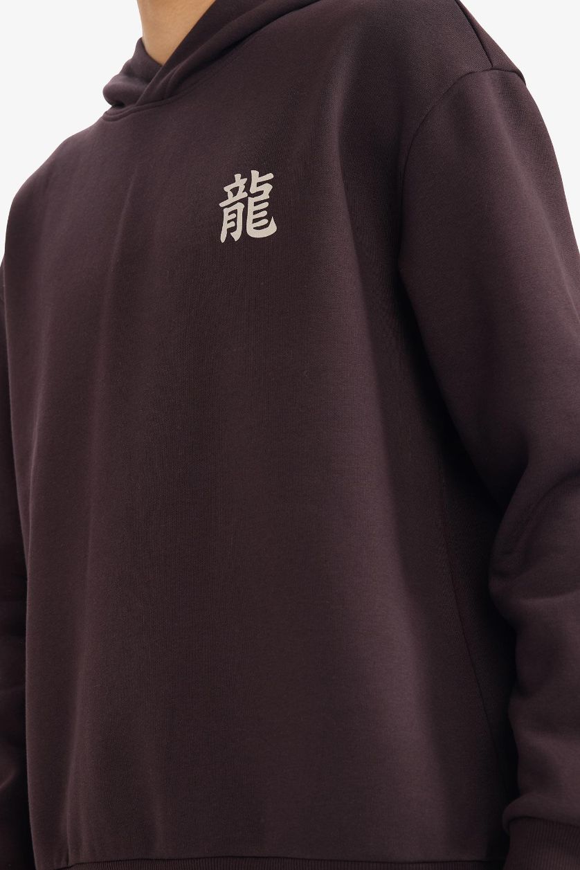 رجالي بني سويت شيرت اوفر سايز بكابيشون