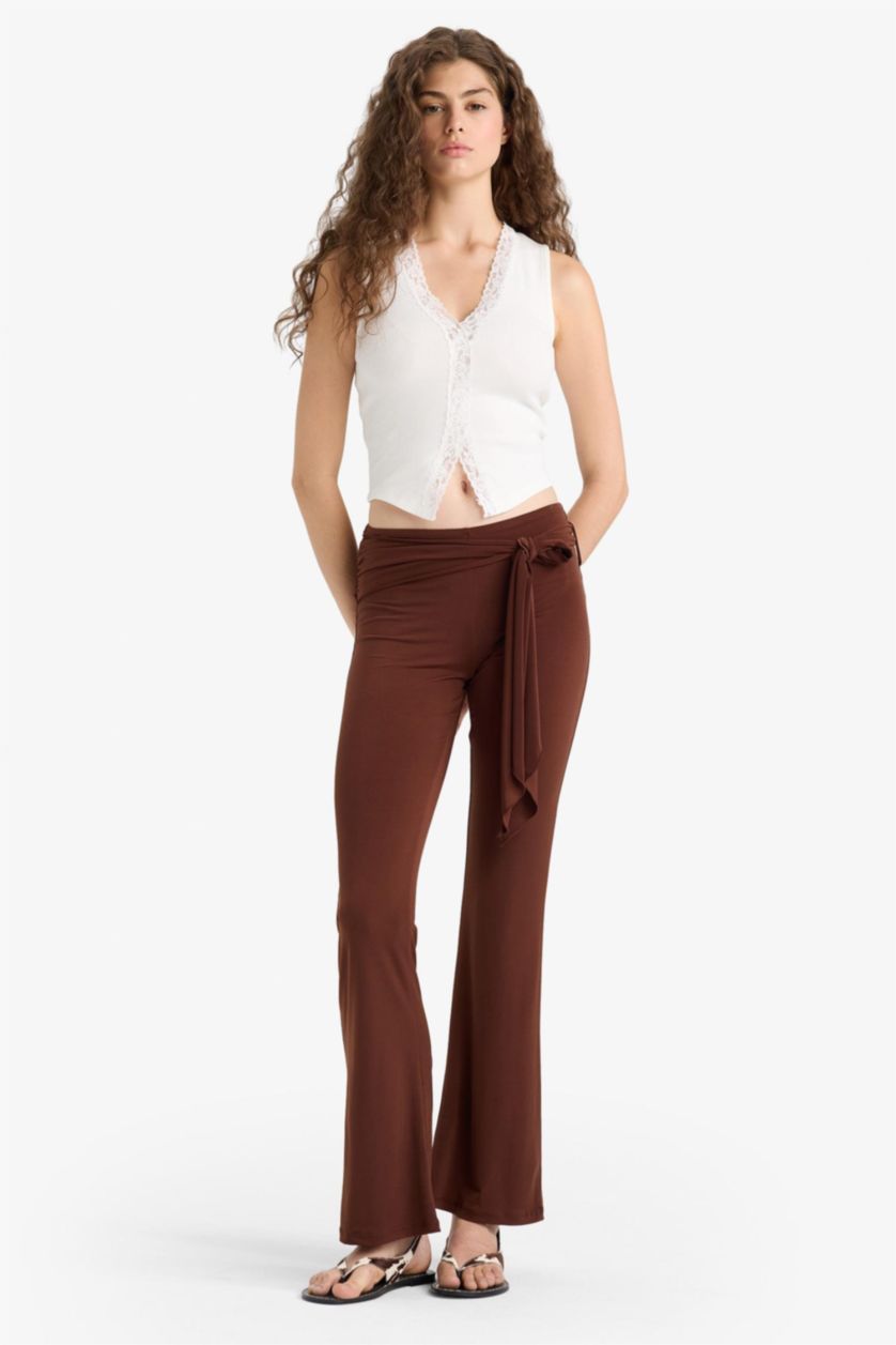 WOMAN Brown Flare Fit Normal Waist Standard Length Trousers