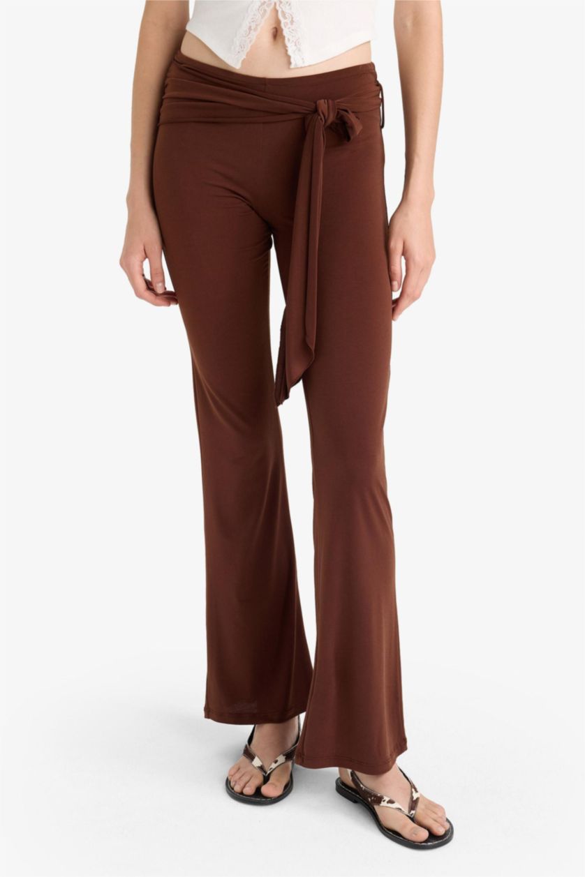 WOMAN Brown Flare Fit Normal Waist Standard Length Trousers