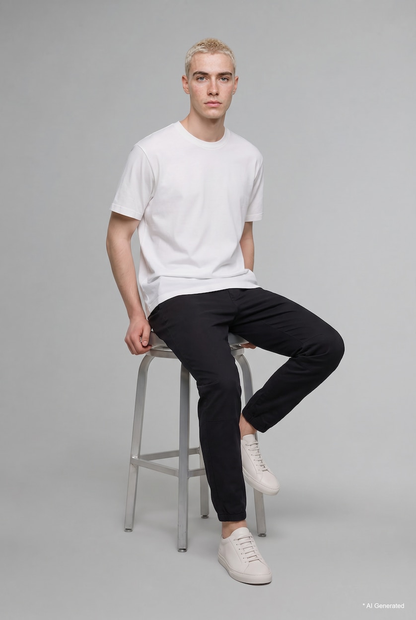 HOMME Noir Pantalon long Coupe régulière