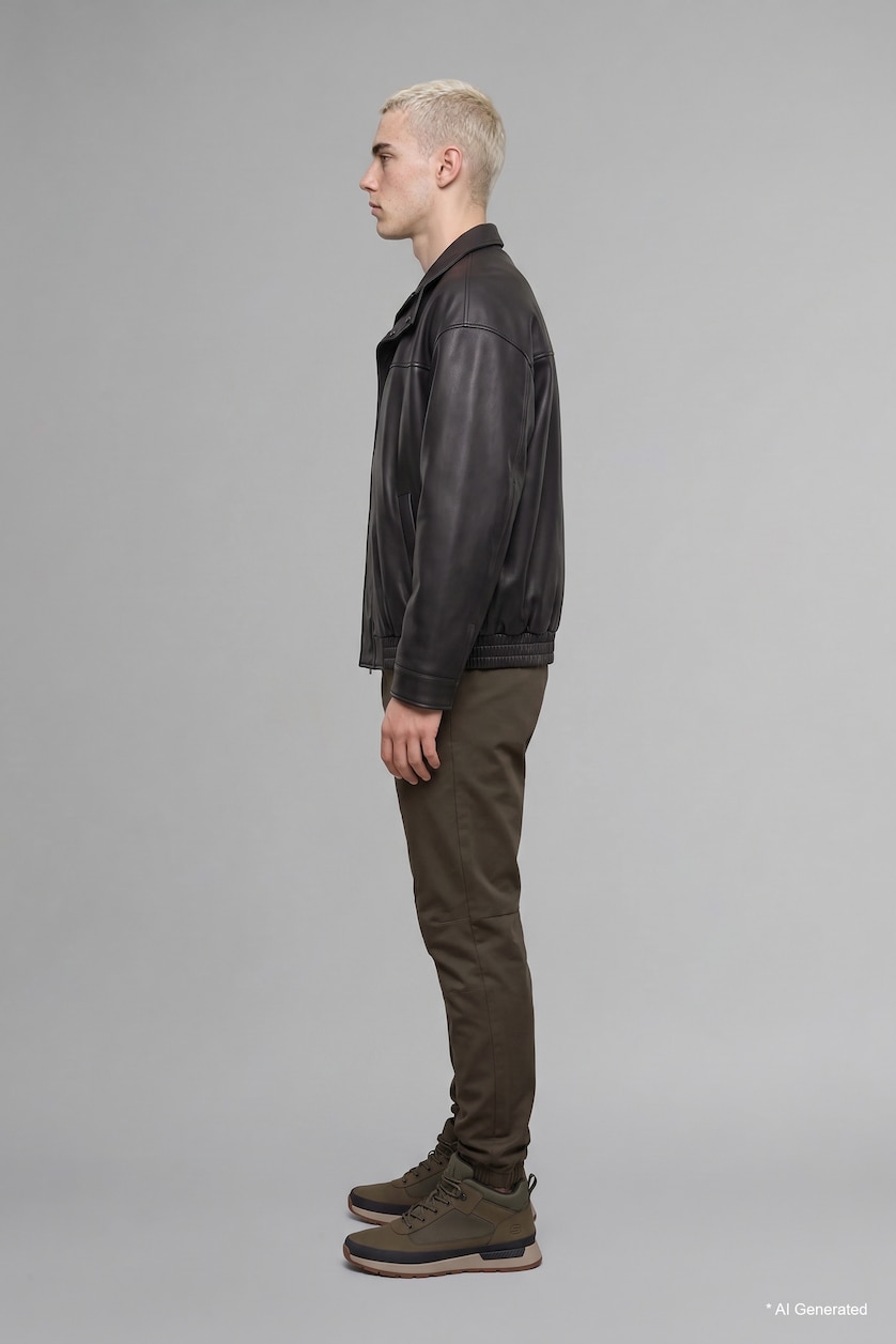Men Dark Khaki Regular Fit Long Trousers