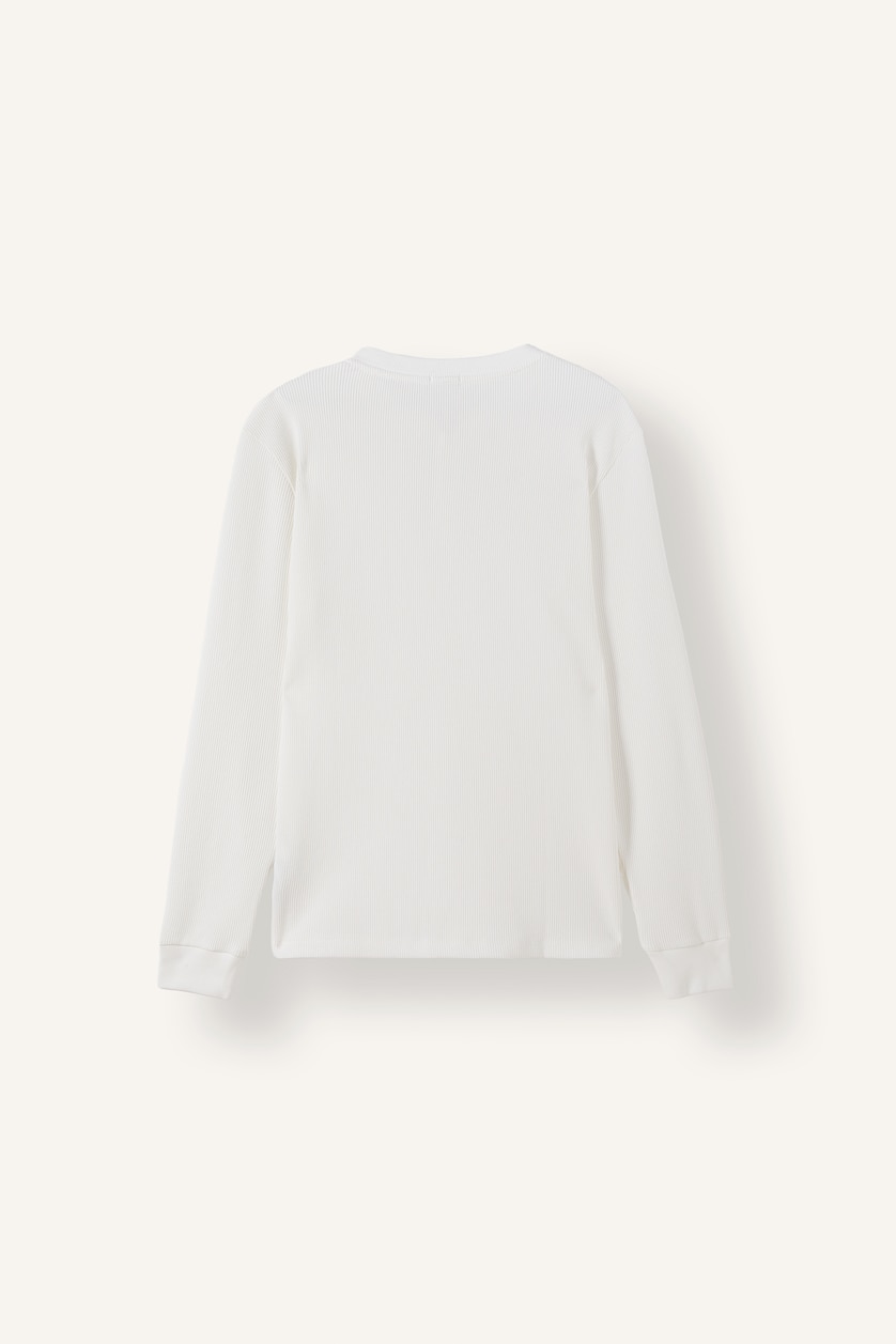 Man Ecru Slim Fit Long Sleeve T-Shirt