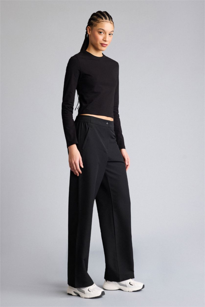 Женщины Черный Тканые брюки Standard Fit