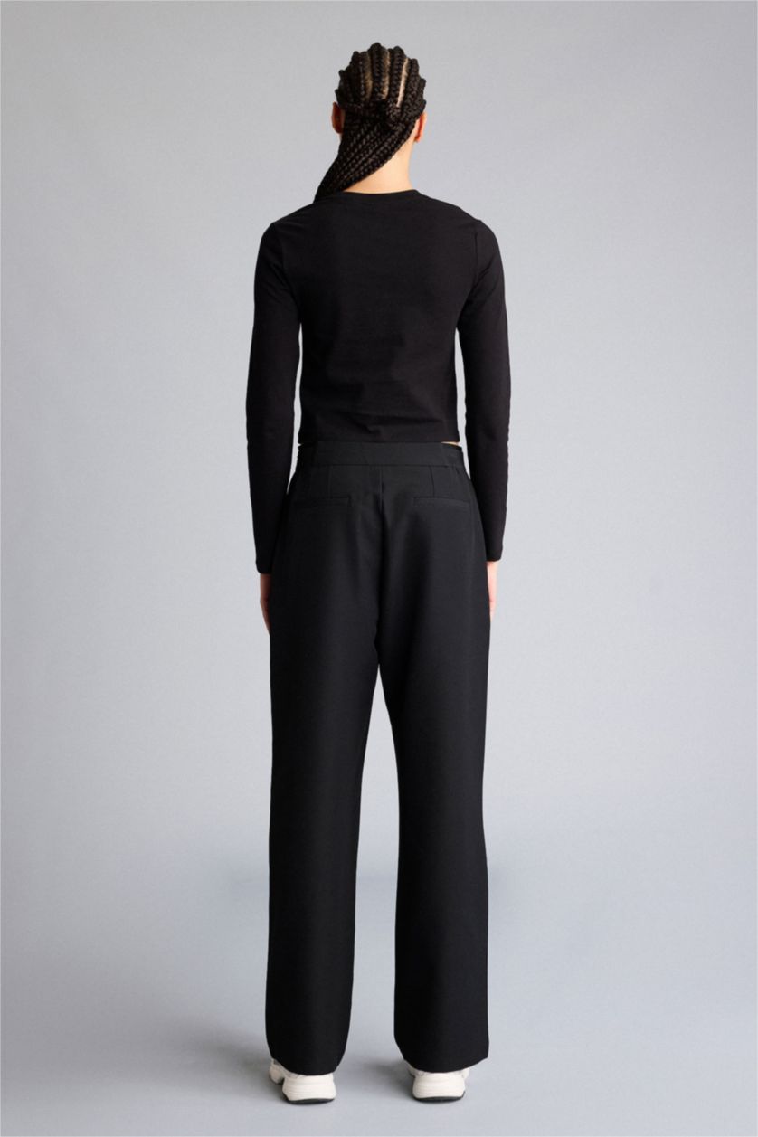 Женщины Черный Тканые брюки Standard Fit