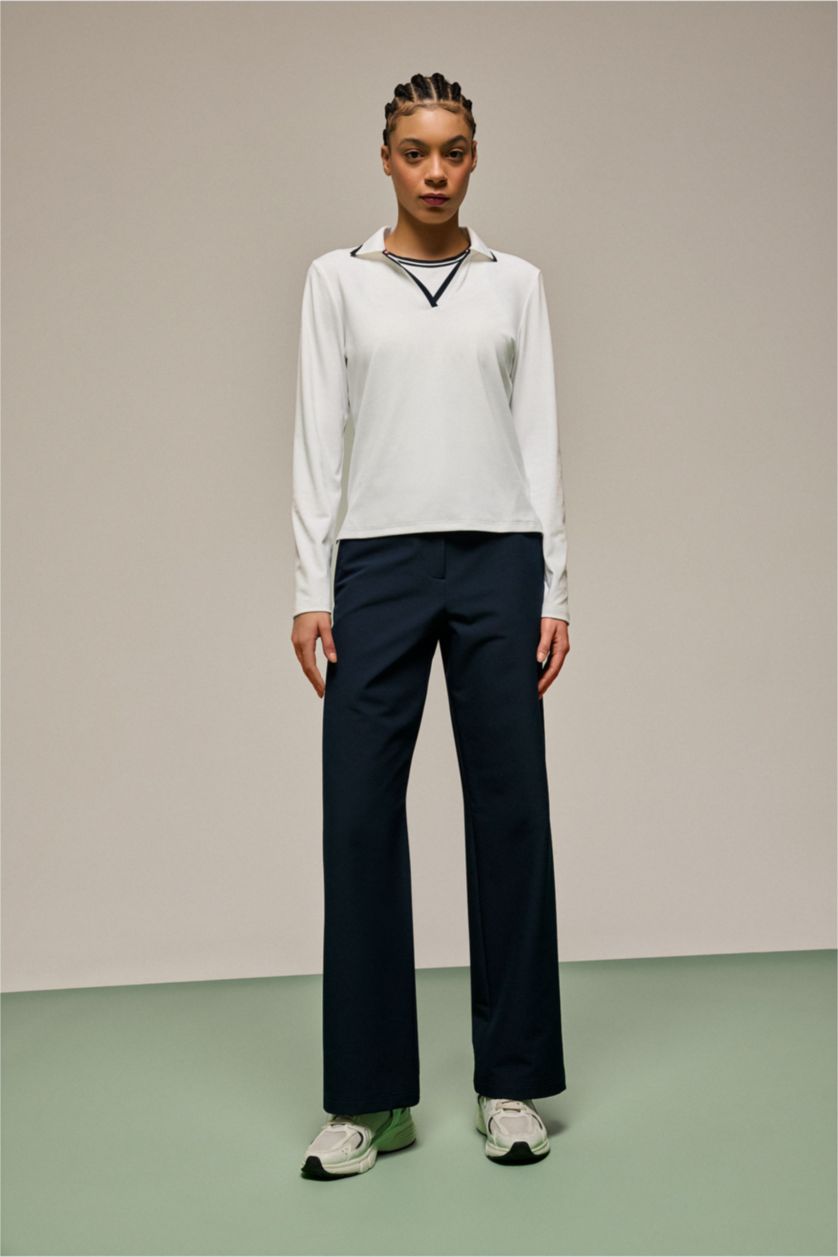 WOMAN NAVY Standard Fit Woven Trousers