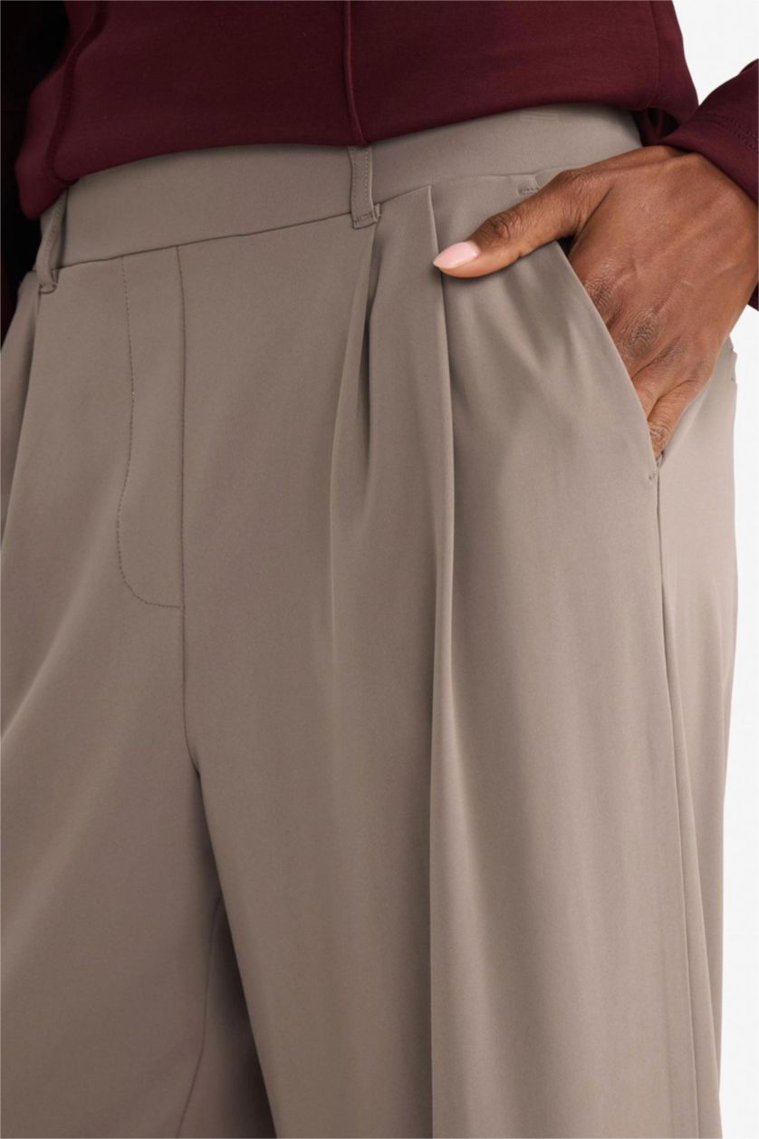 Kadın Açık Kahve Wıde Leg Bilek Boy Sporcu Pantolon