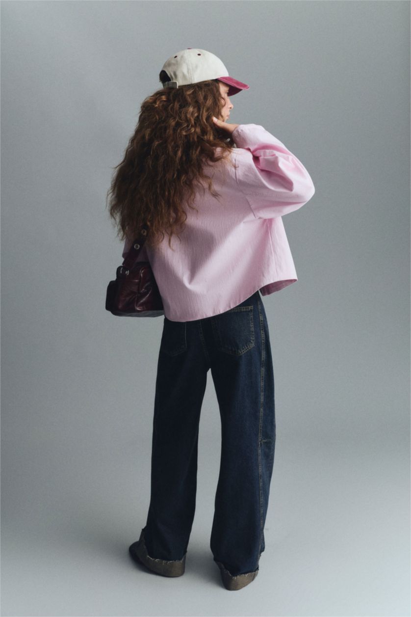 Женщины Голубрй Джинсы с высокой талией и свободным кроем, с эффектом стирки