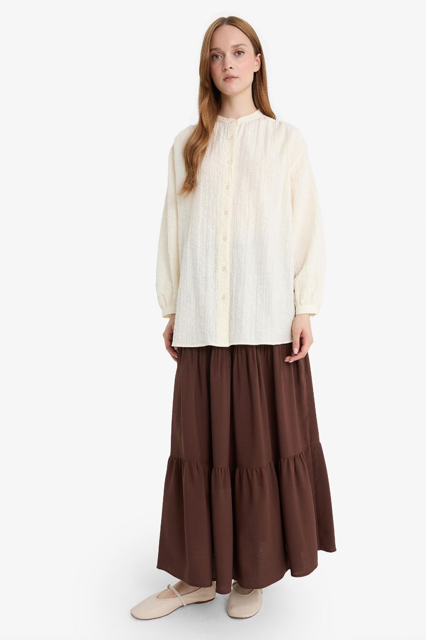 Kadın Kahve A Kesim Viskon Maxi Etek