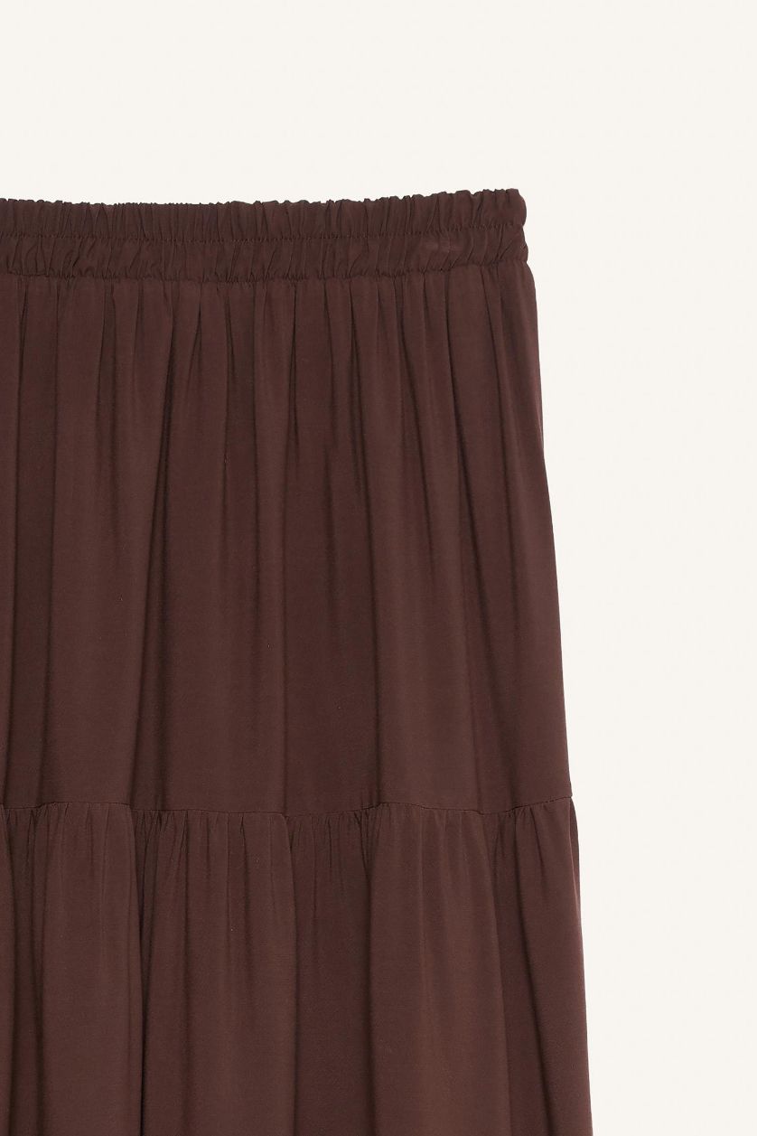 Kadın Kahve A Kesim Viskon Maxi Etek