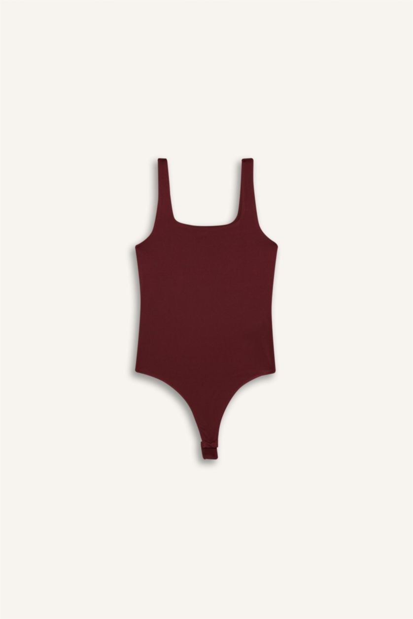 WOMAN Bordeaux Leopard Square Collar Tank Top