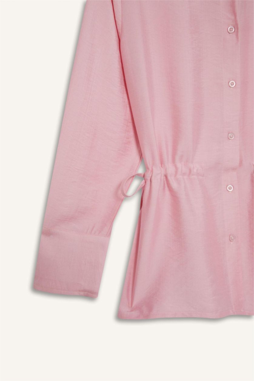 WOMAN Light Pink Regular Fit Shirt Collar Long Sleeve Tunic