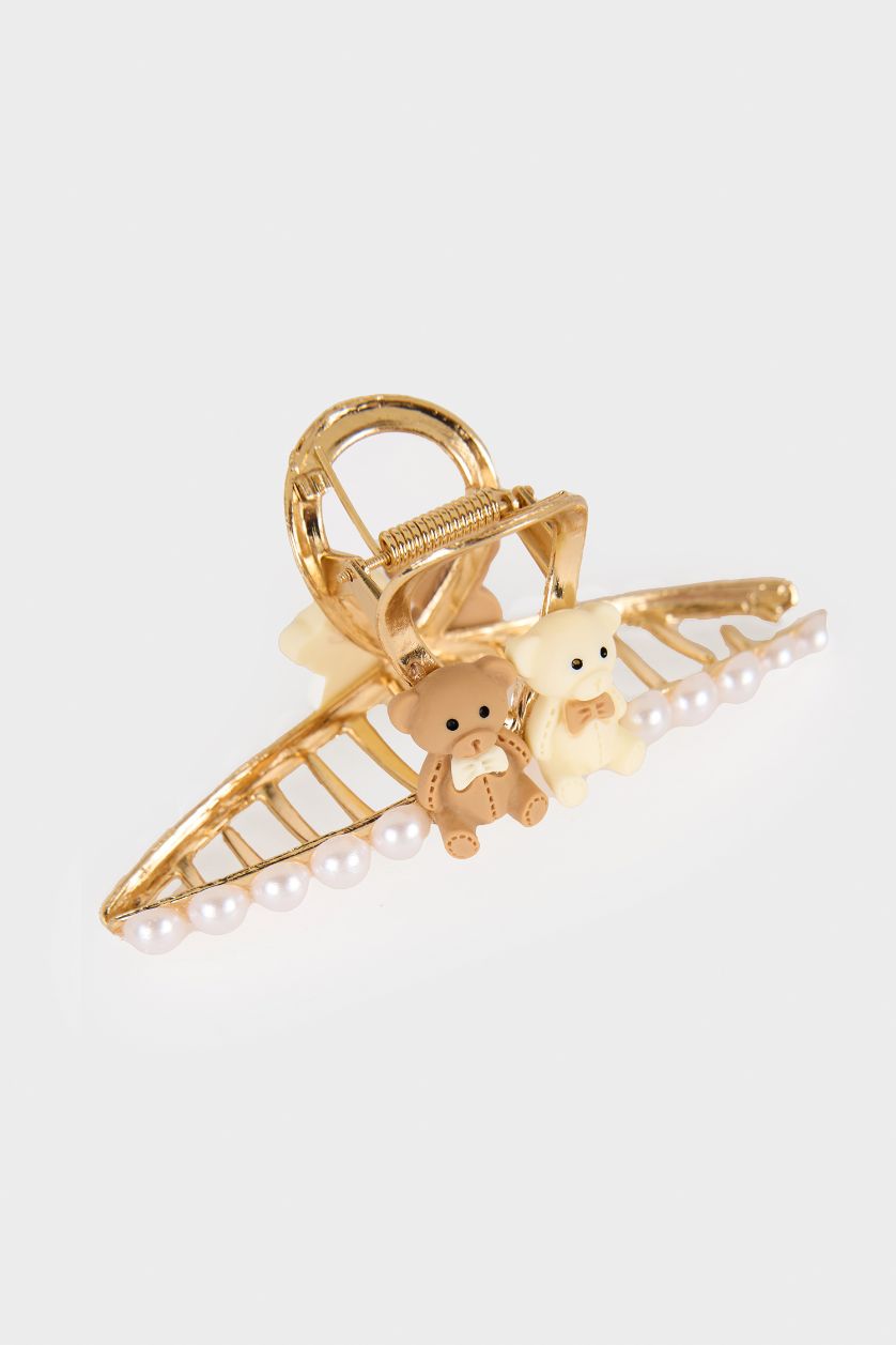 WOMAN Karma Woman Mini Bear Detail Golden Hair Clip