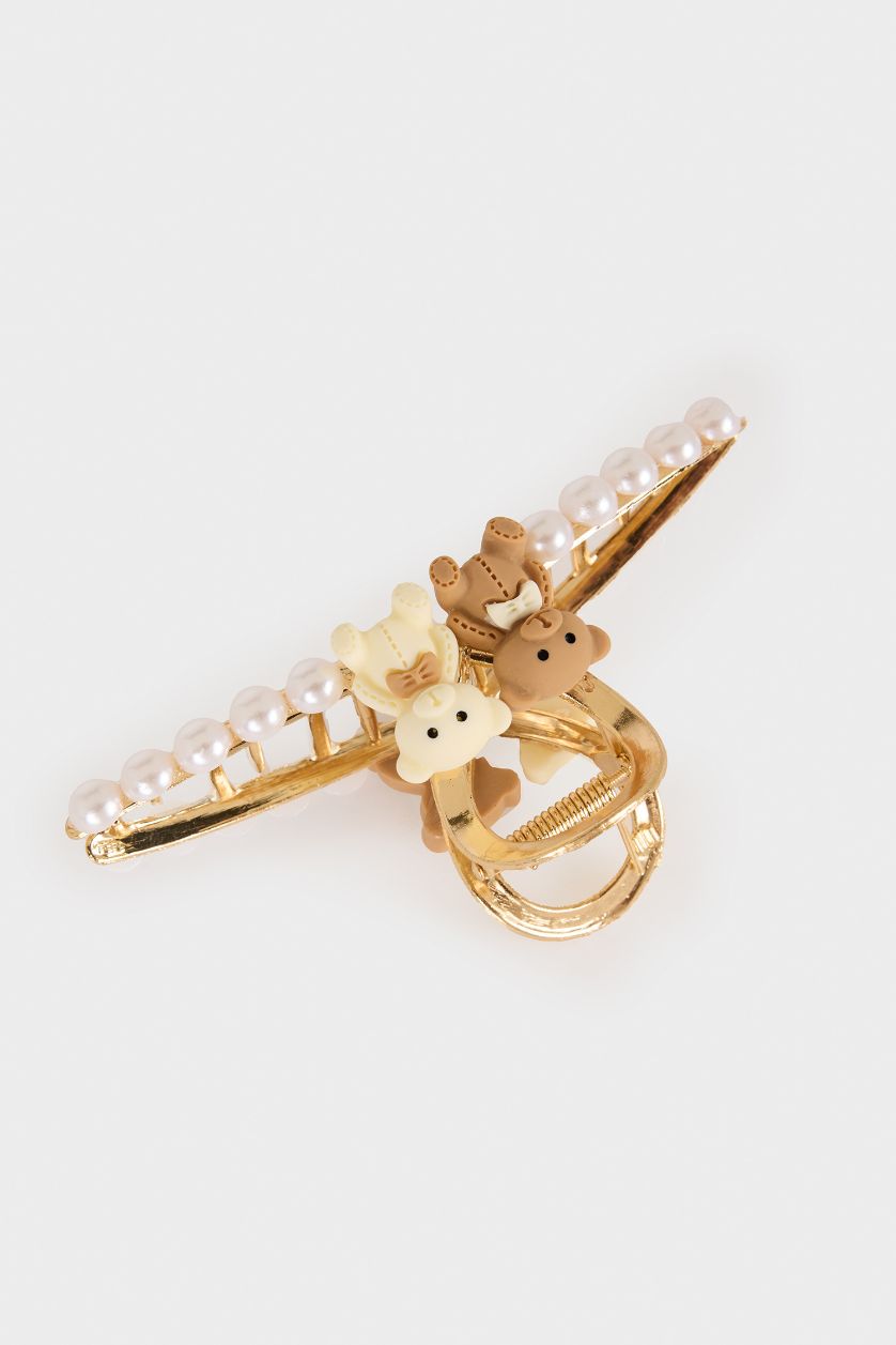 WOMAN Karma Woman Mini Bear Detail Golden Hair Clip