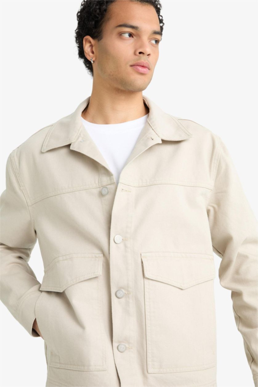 Erkek Taş Relax Fit Düğmeli Cepli Denim Ceket