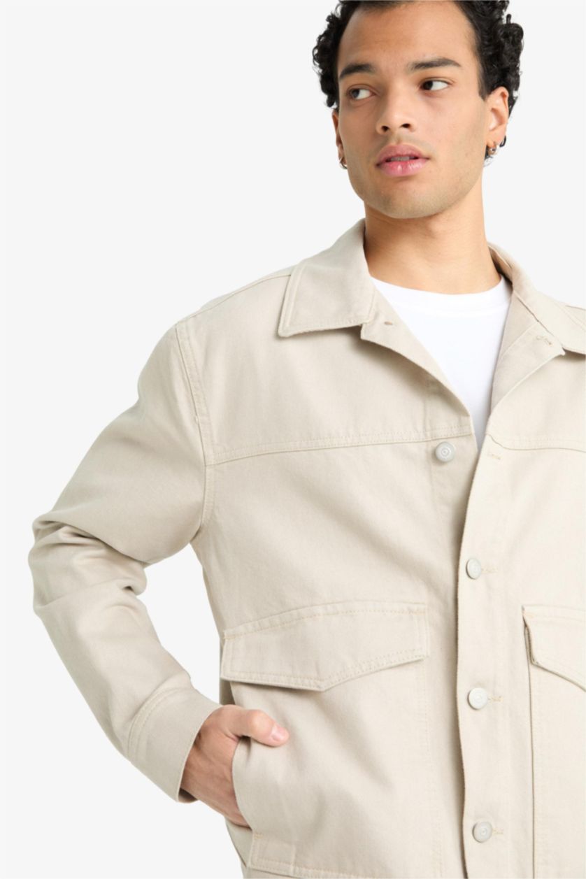 Erkek Taş Relax Fit Düğmeli Cepli Denim Ceket