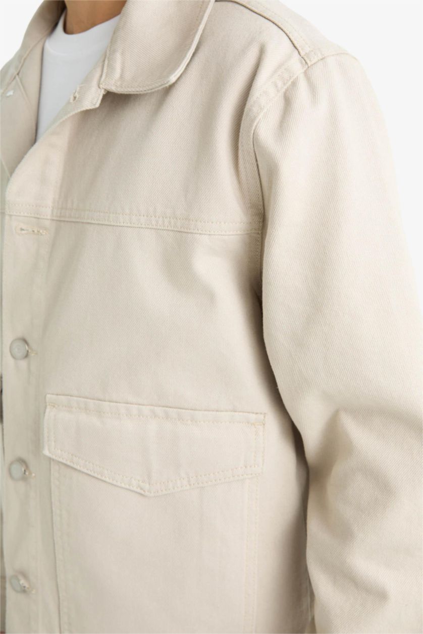 Erkek Taş Relax Fit Düğmeli Cepli Denim Ceket