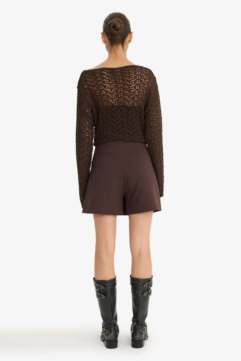 WOMAN Brown High Waist Skort
