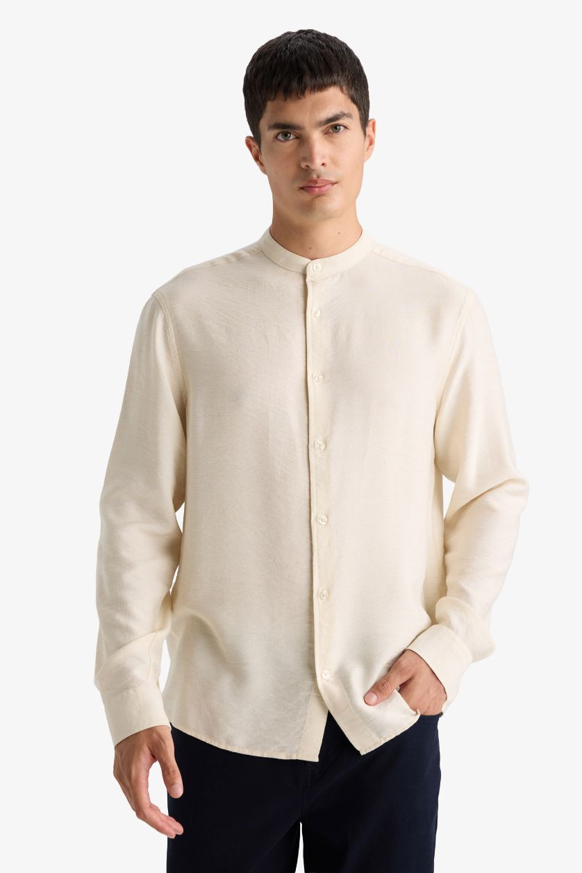 MAN Ecru Regular Fit Long Sleeve Shirt