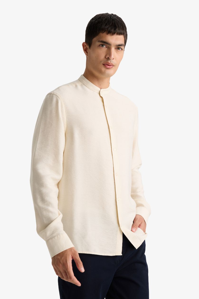 MAN Ecru Regular Fit Long Sleeve Shirt