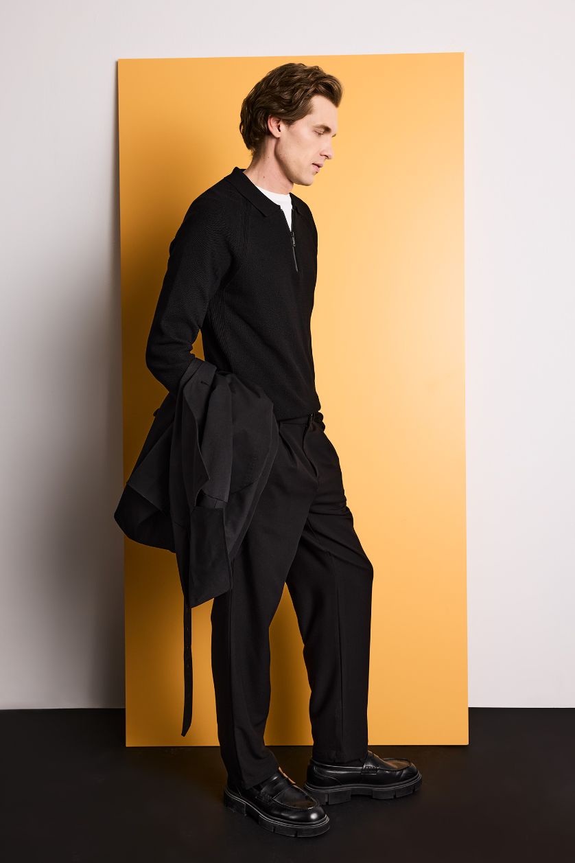 Erkek Siyah Straight Fit Pantolon